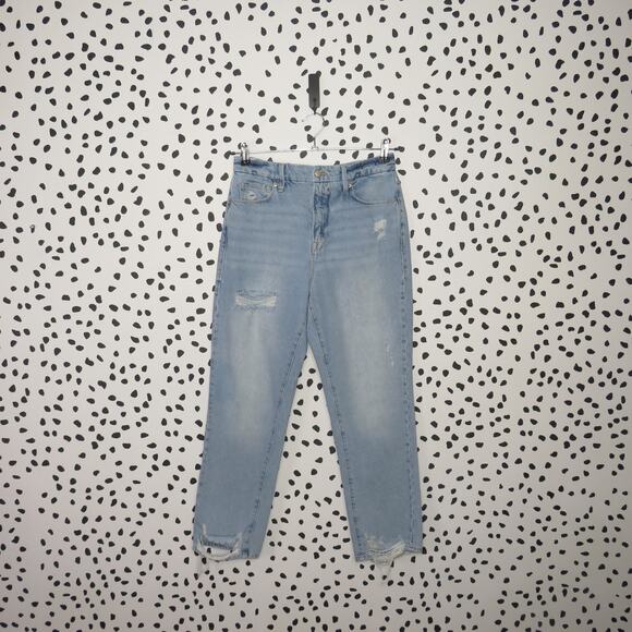 Good American Good Boy High Rise Distressed Straight Leg Jeans - Picture 3 of 11